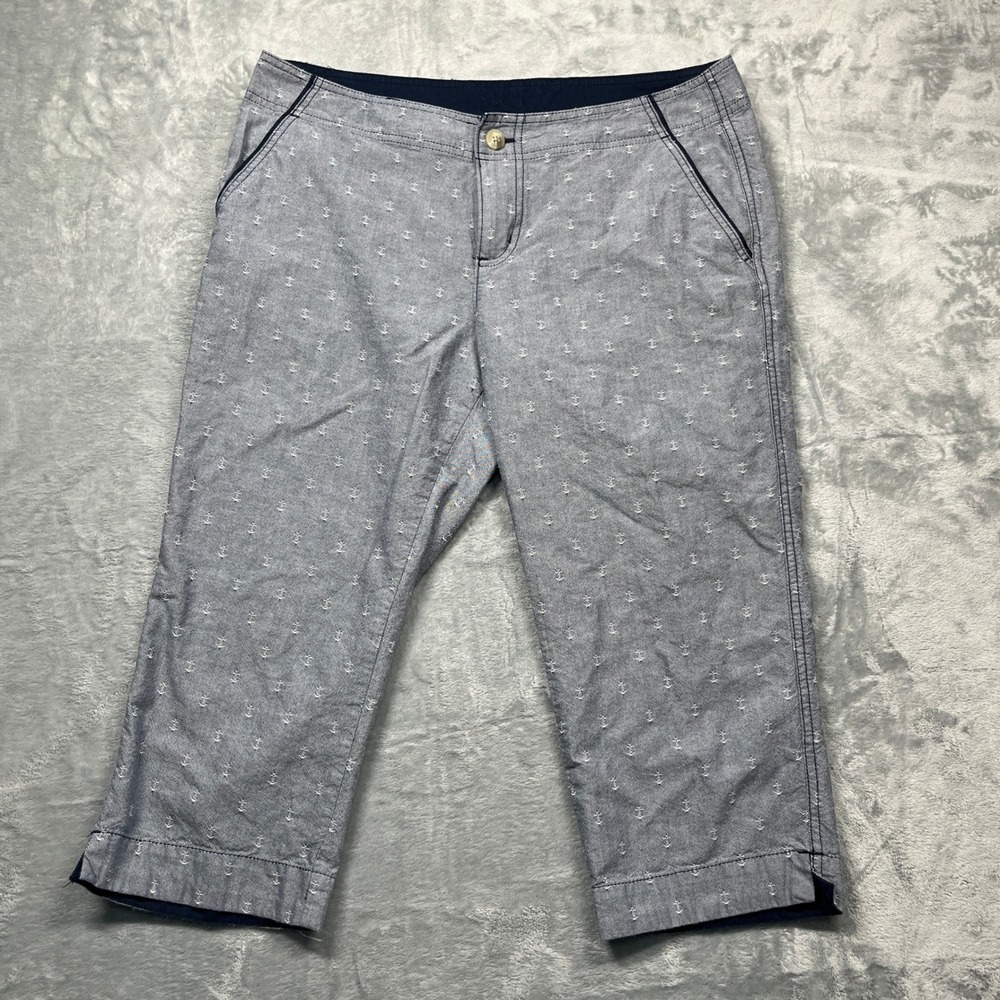 Columbia PFG Capri Pants Womens Blue Anchor Embroidered Cotton Fishing Gear 12